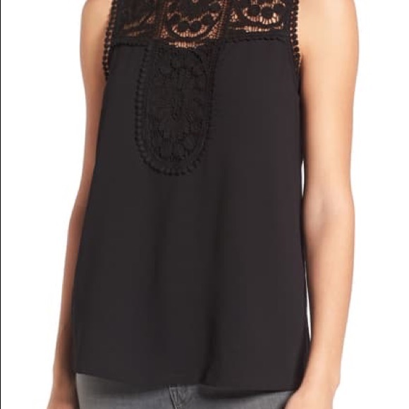 Halogen Nordstrom lace and crepe top large - Picture 5 of 9